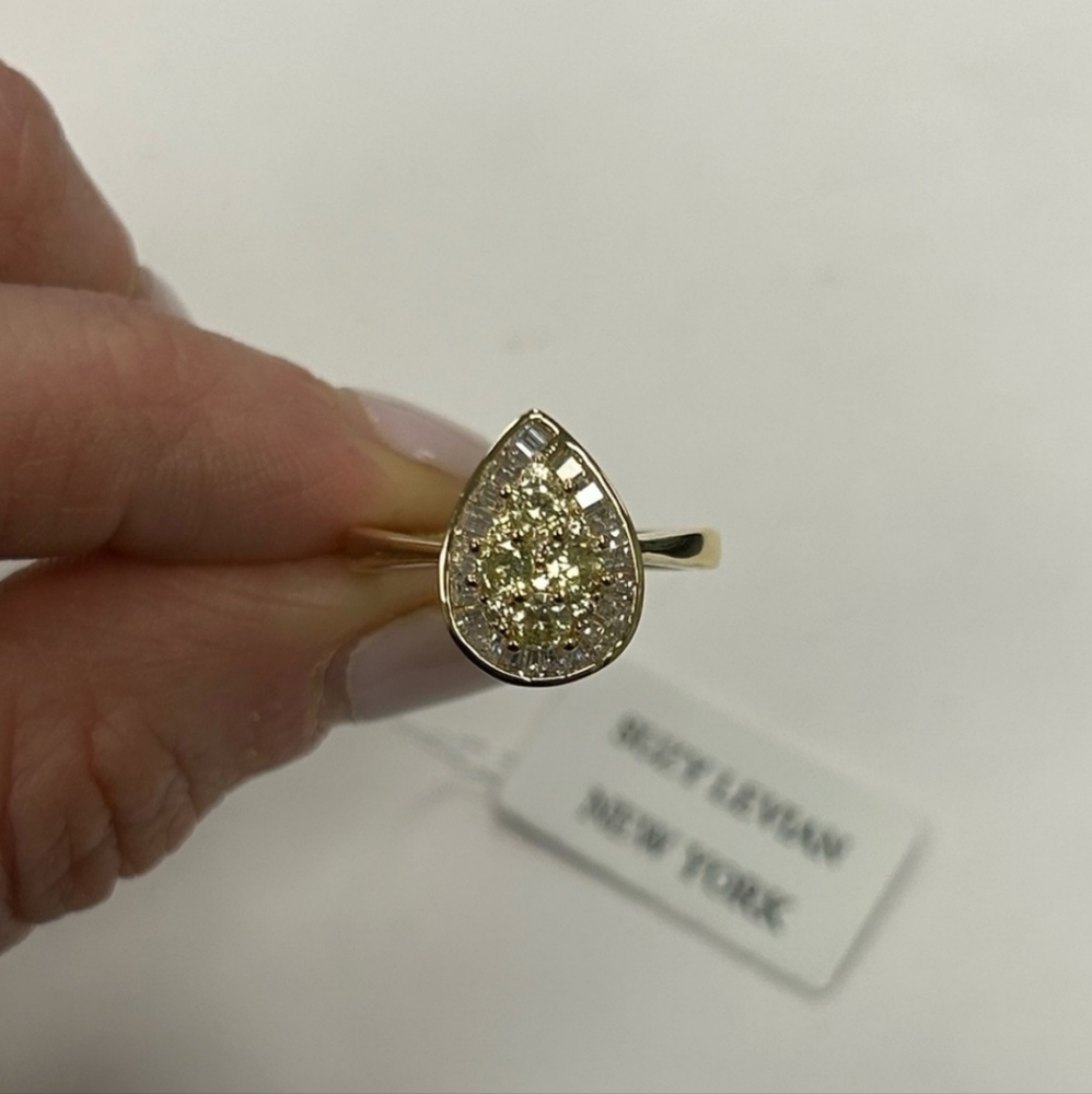 Suzy Levian Sterling Silver Yellow & White Simulated Diamonds Engagement Ring
